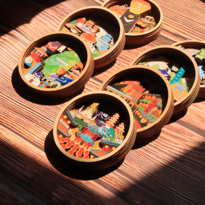 新格子文創商品：九份老街木質立體冰箱貼，具備DIY組裝樂趣