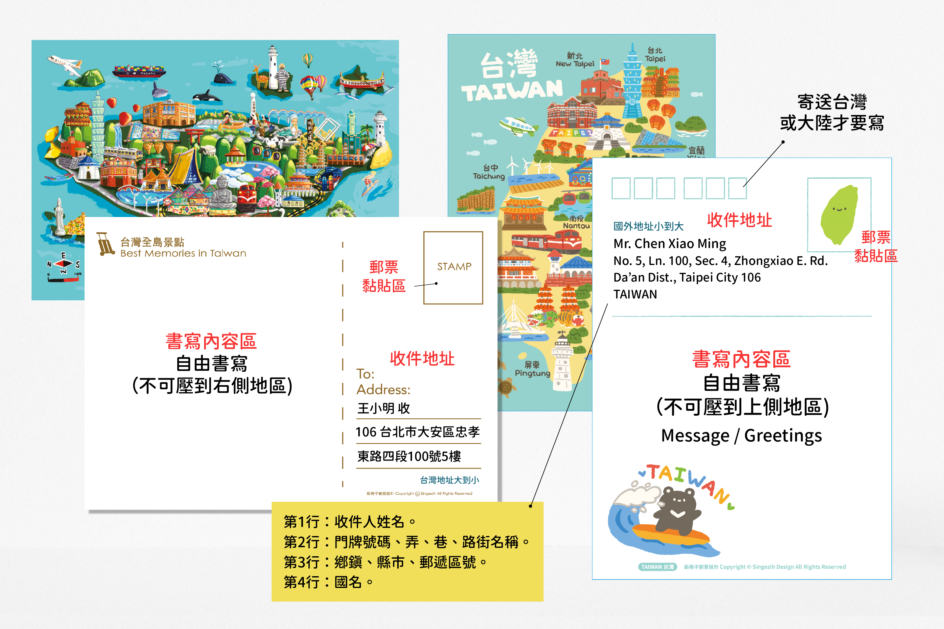 明信片怎麼寫?台灣明信片格式與寄國外寫法教學 明信片怎麼寫教學 明信片格式 郵票位置 地址填寫 台灣明信片寄國外範例