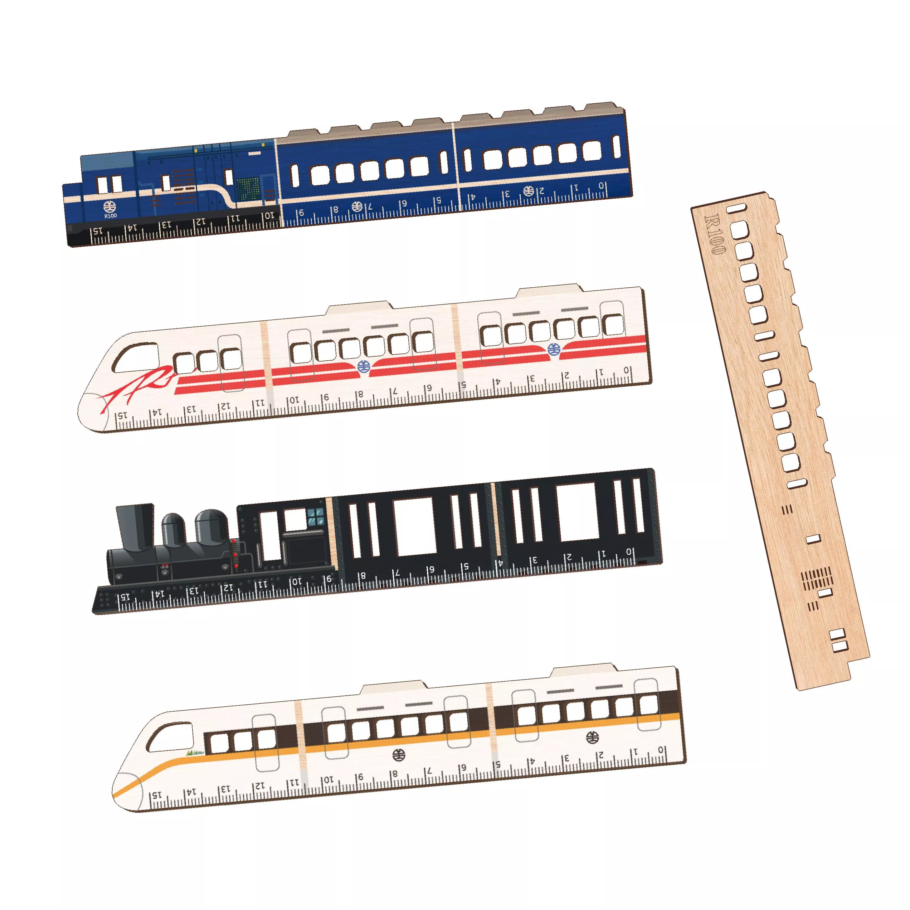 火車造型木尺【臺鐵授權】｜Train-Shaped Wooden Ruler