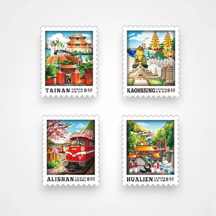 郵票形台灣景點2 – 立體木質冰箱貼｜Stamp-Shaped Taiwan Scenic Spots – 3D Wooden Magnet