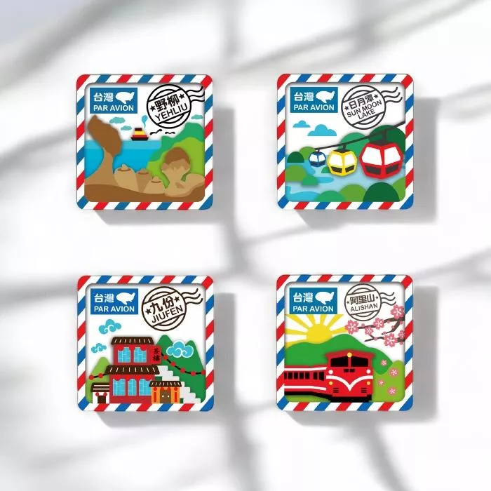 航空信台灣城市 – 立體木質冰箱貼｜Airmail Taiwan City – 3D Wooden Magnet