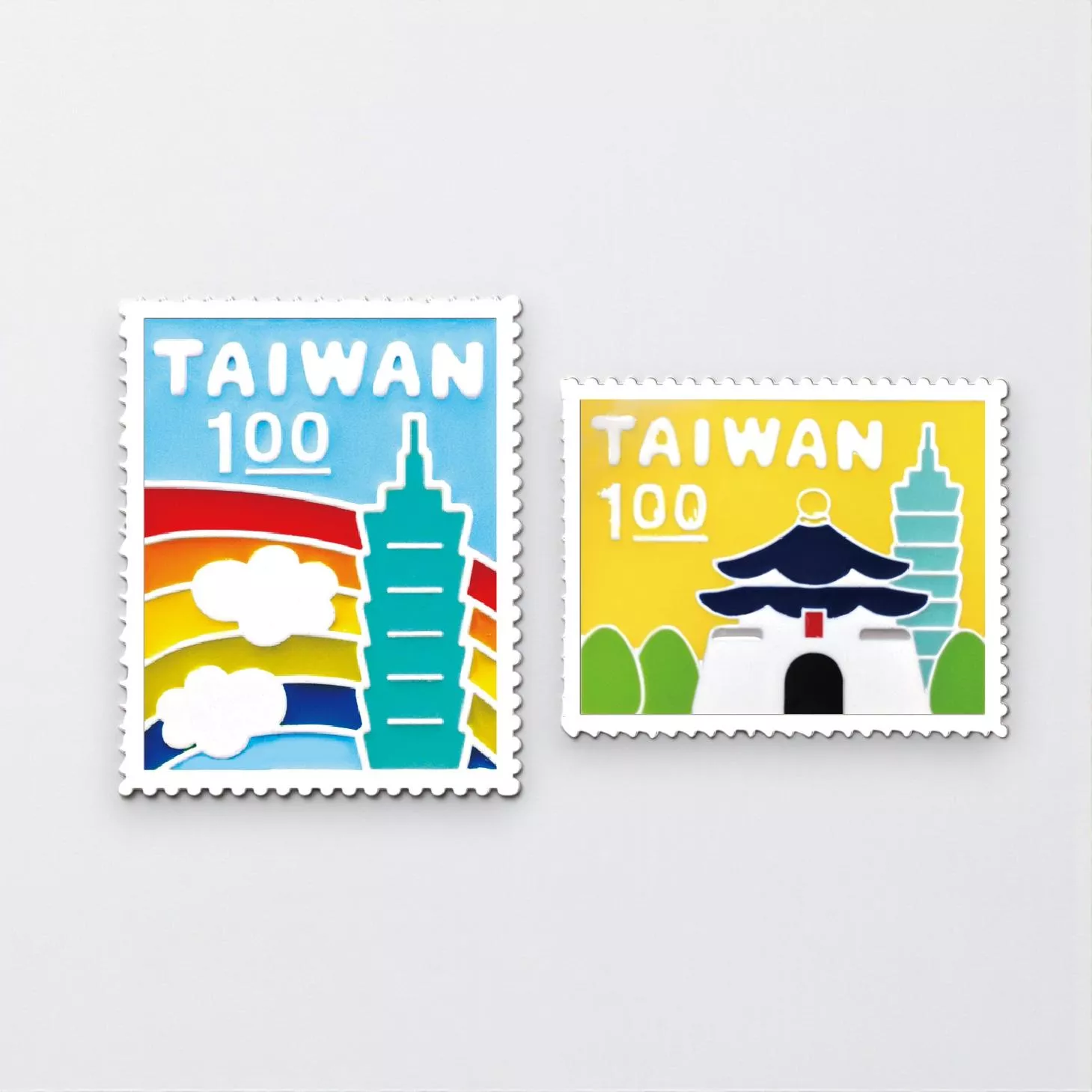 小郵票台灣城市1 金屬冰箱貼｜ Stamp Taiwan City Metal  Magnet