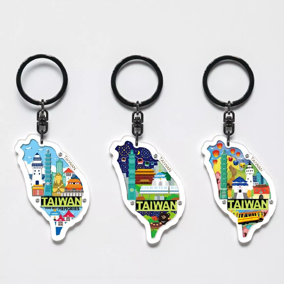 島形台灣景點 壓克力鑰匙圈｜Taiwan Island Attractions Acrylic Keychain