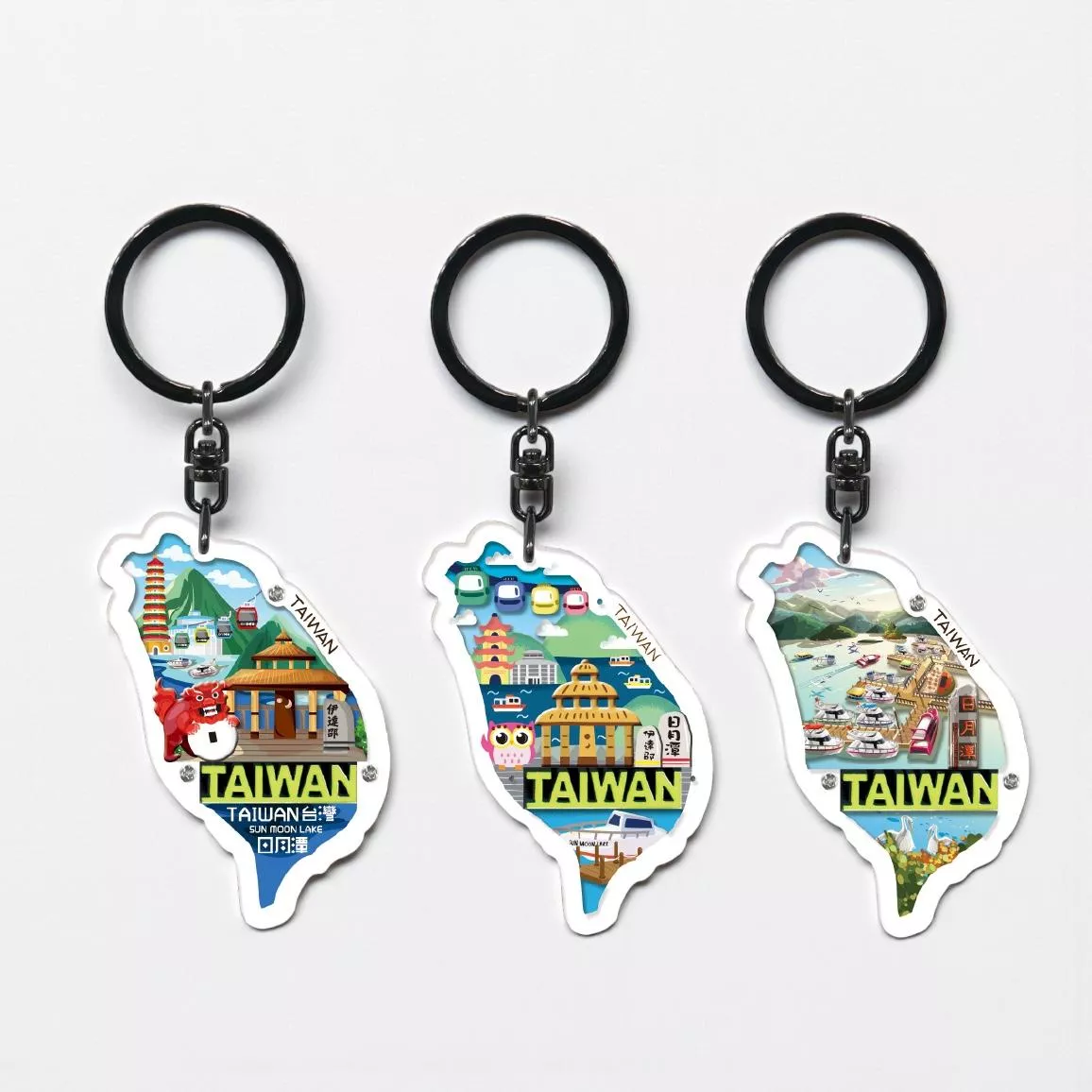 島形日月潭 壓克力鑰匙圈｜Sun Moon Lake Island Acrylic Keychain