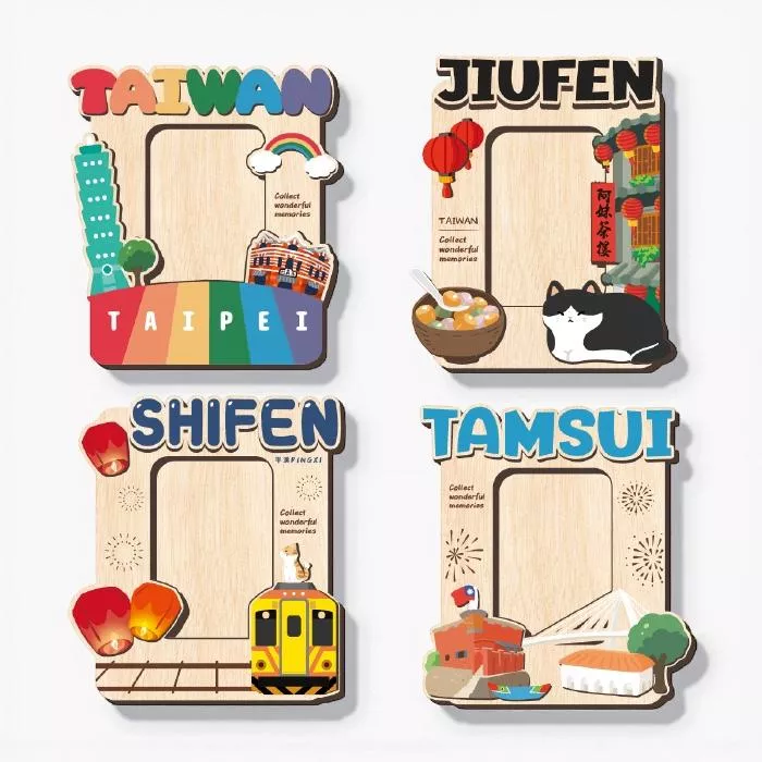 台灣景點 – 相框木質冰箱貼｜Taiwan Scenic Spots – Photo Frame Wooden Magnet