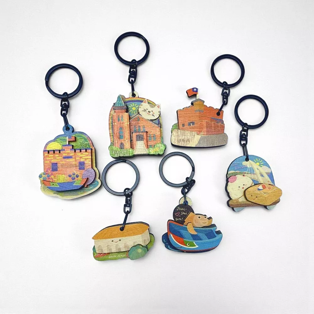 淡水景點 – 木木鑰匙圈＆冰箱貼｜Tamsui Scenic Spots – Wooden Keychain & Magnet