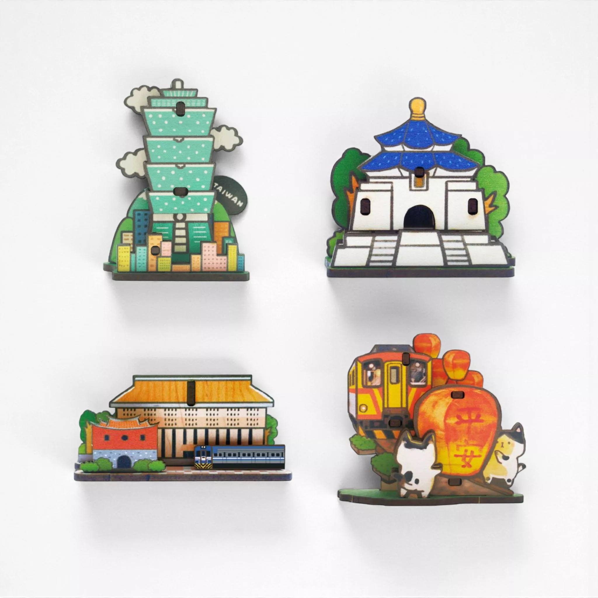 台灣景點1 – DIY木質組合名片座｜Taiwan Landmarks – DIY Wooden Card Stand