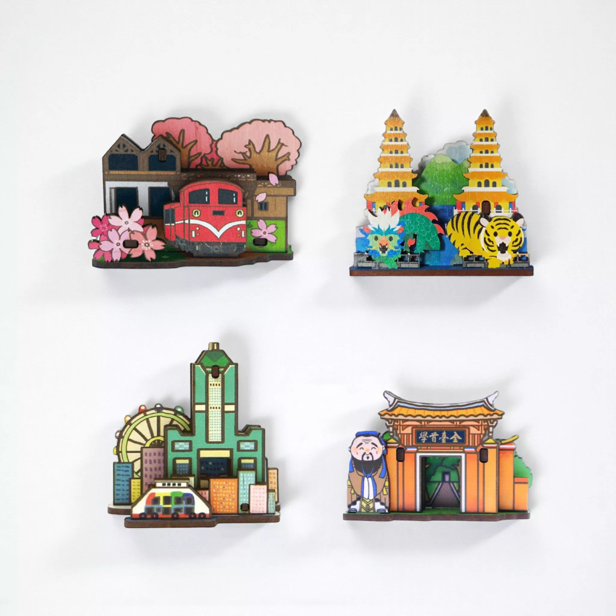 台灣景點2 – DIY木質組合名片座｜Taiwan Landmarks – DIY Wooden Card Stand