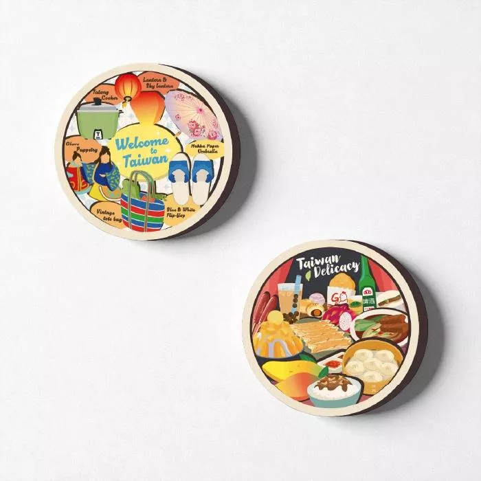 台灣美食小物 – 圓形DIY冰箱貼｜Taiwan Food Souvenir – Round DIY Wooden Magnet