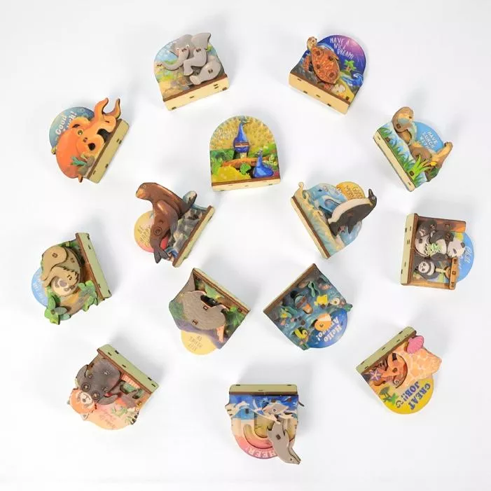 動物可愛小物 – 可動式組合DIY冰箱貼｜Cute Animals – Movable Wooden Magnet