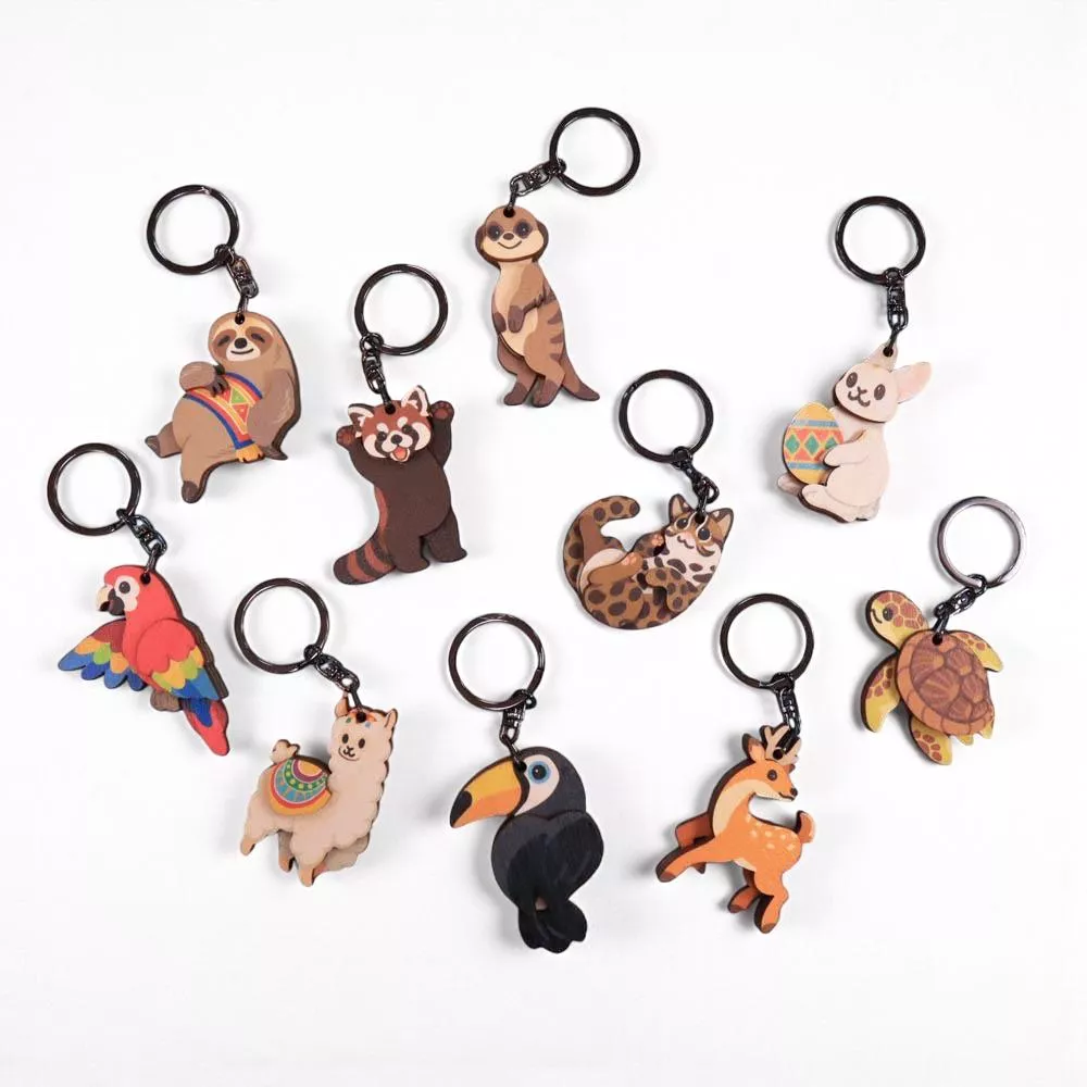 動物園朋友 – 木木鑰匙圈＆冰箱貼｜Zoo Friends – Wooden Keychain & Magnet
