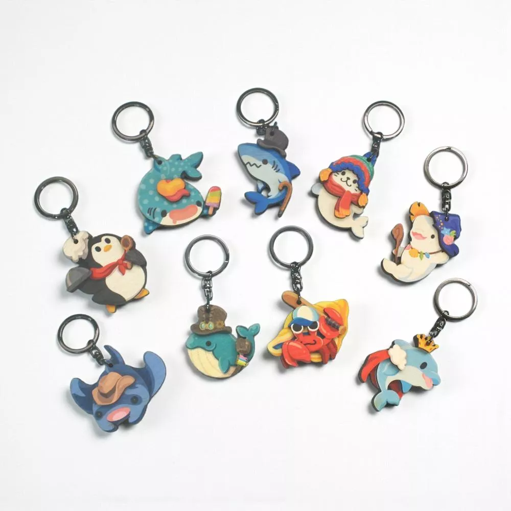 海洋朋友 – 木木鑰匙圈＆冰箱貼｜Ocean Friends – Wooden Keychain & Magnet