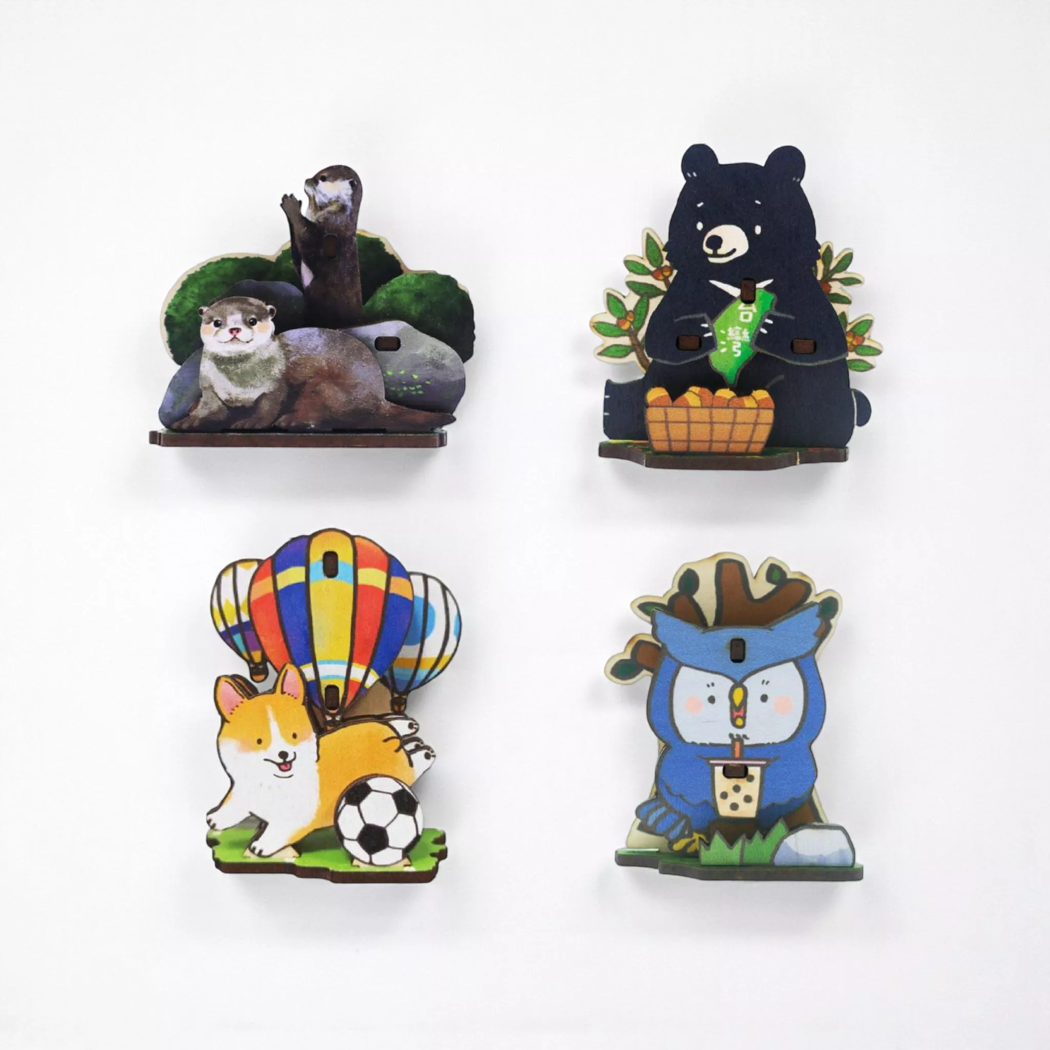 可愛動物 – DIY木質組合名片座｜Cute Animals – DIY Wooden Card Stand