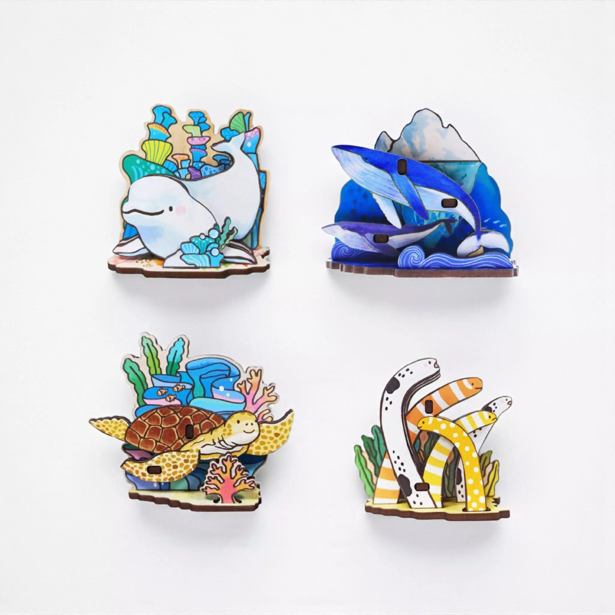 海洋動物 – DIY木質組合名片座｜Ocean Animals – DIY Wooden Card Stand