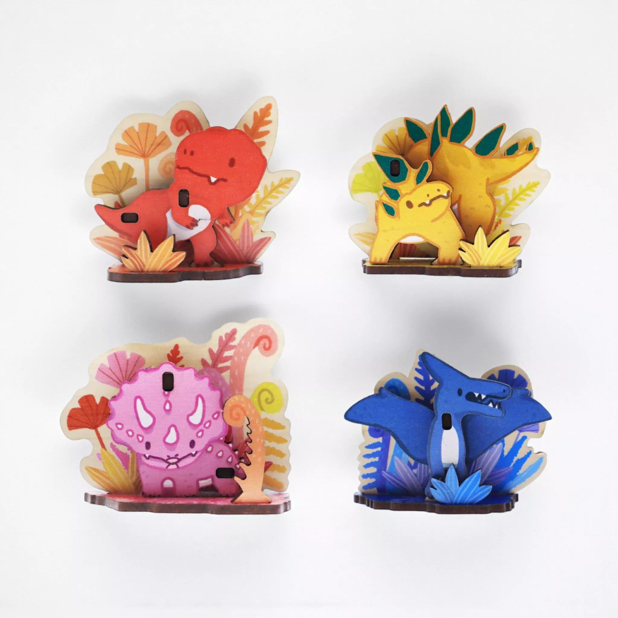 恐龍 - DIY木質組合名片座｜Dinosaurs – DIY Wooden Card Stand