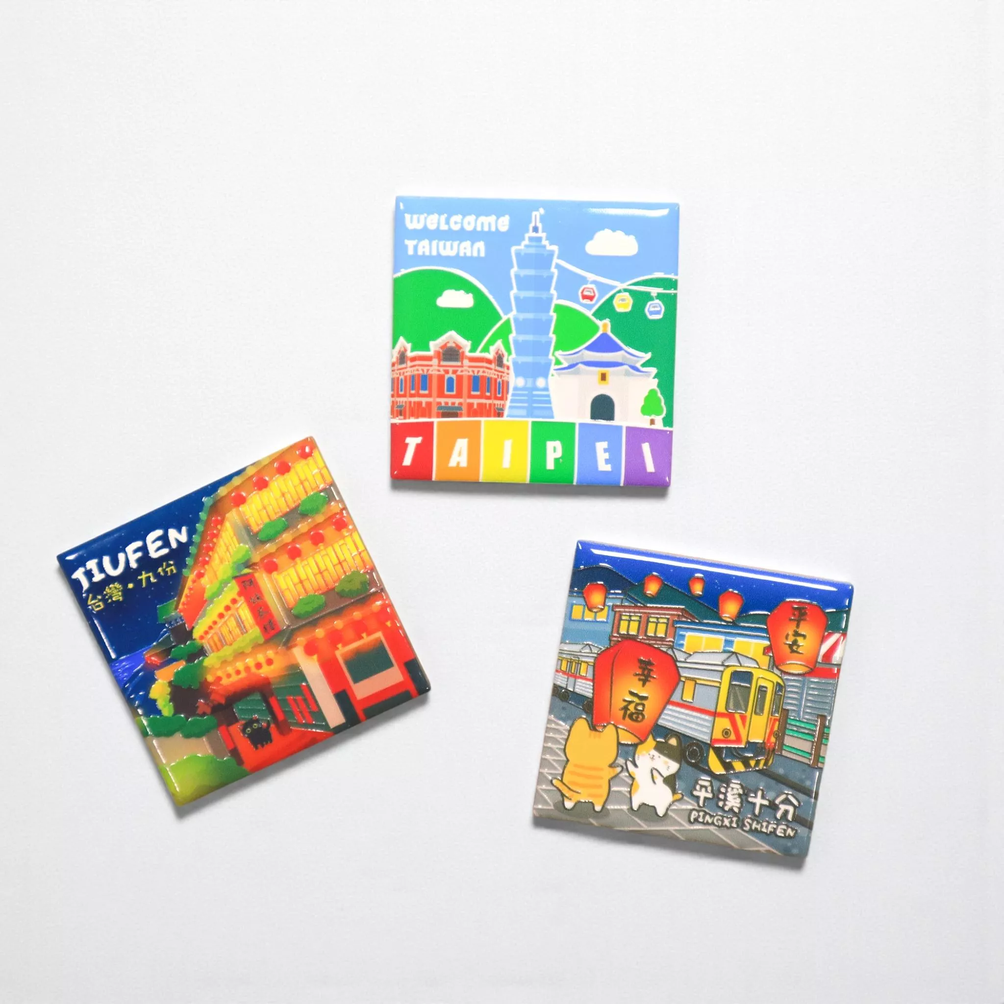 北台灣景點 – 亮感磁磚冰箱貼｜Northern Taiwan – Bright Tile Fridge Magnet