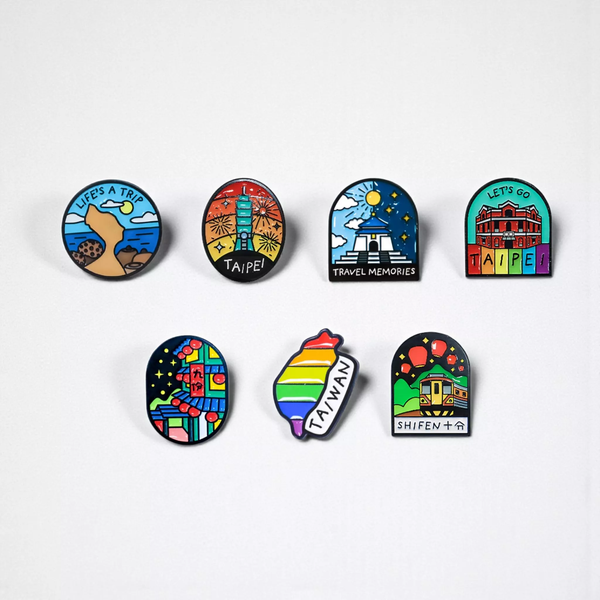 台灣景點 – 烤漆金屬徽章｜Taiwan Landmarks – Enamel Pin