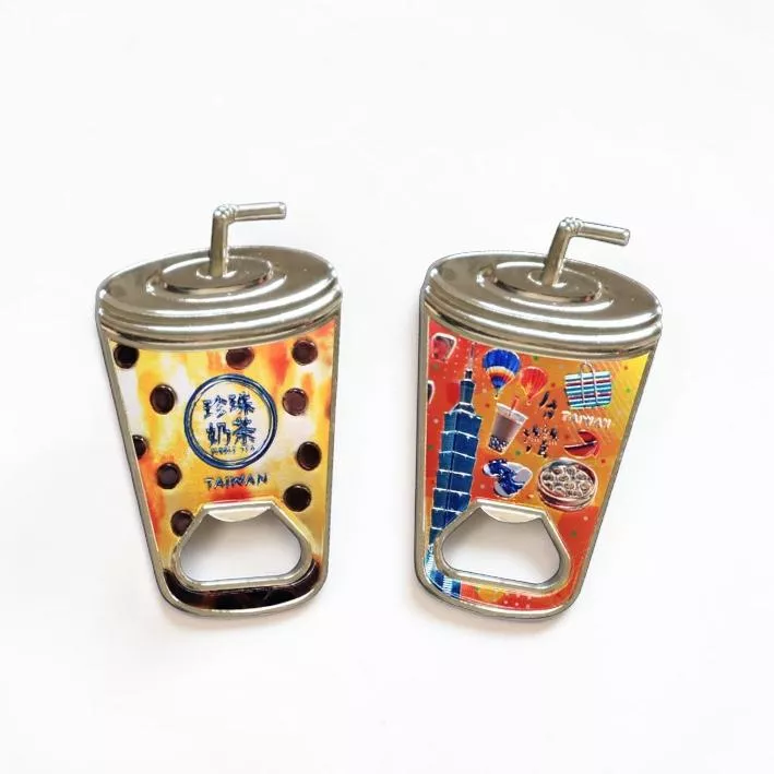 台灣美食與國旗 – 珍奶造型開瓶器冰箱貼｜Taiwan Cuisine & National Flag – Bubble Tea Shaped Bottle Opener Magnet