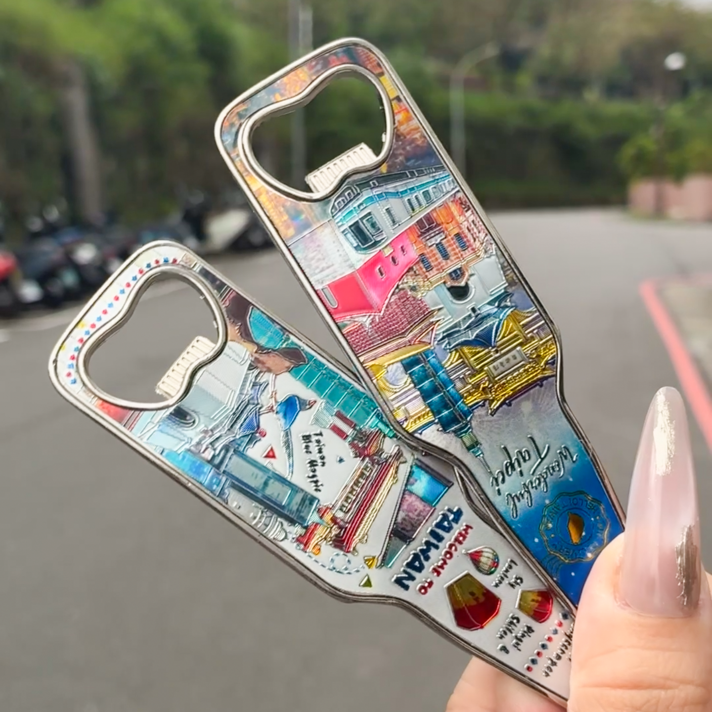 台灣城市系列造型鋁箔開瓶器冰箱貼｜台北101、九份、平溪天燈外國朋友