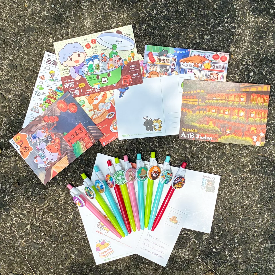 台灣明信片 台北景點插畫 台北特色 台灣特色插畫 台灣紀念品 送給外國人的小物 台灣文創插畫