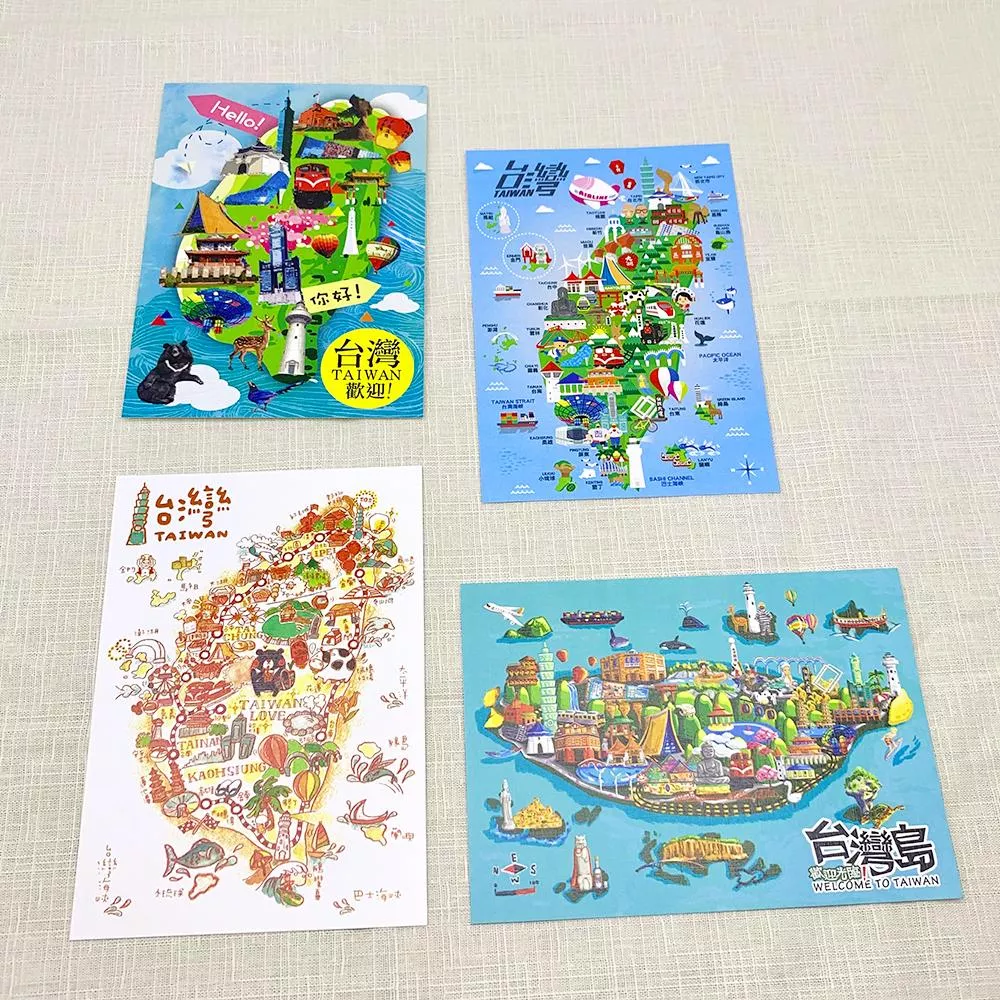 台灣明信片 台北景點插畫 台北特色 台灣特色插畫 台灣紀念品 送給外國人的小物 台灣文創插畫