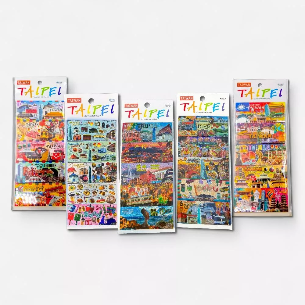全島台灣景點小物 – 鋁箔冰箱貼(五入組)｜Taiwan Landmarks – Foil Magnets (Set of 5)