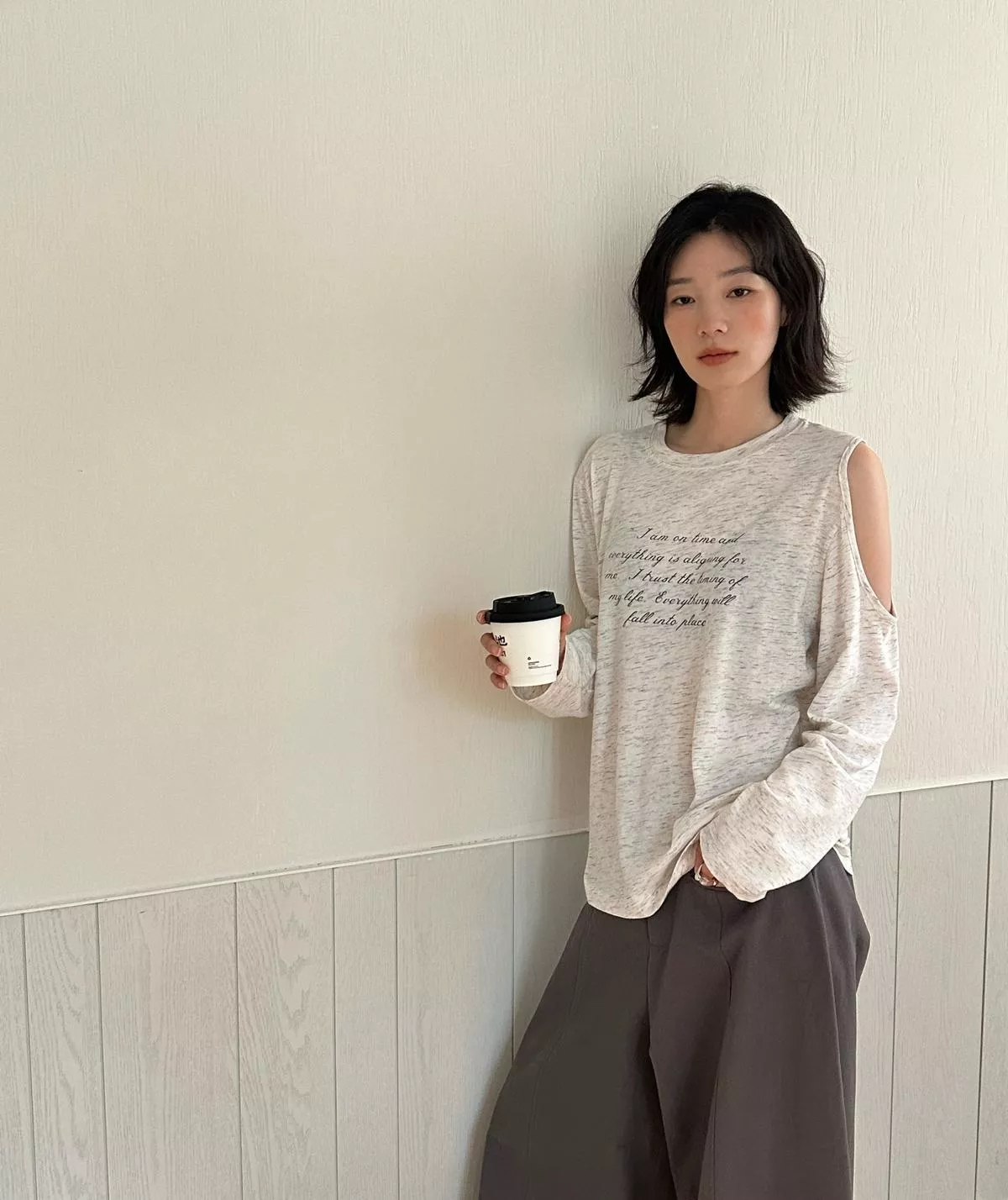 🔥氛圍感百搭萊賽爾雪花棉印花長袖T恤🌟