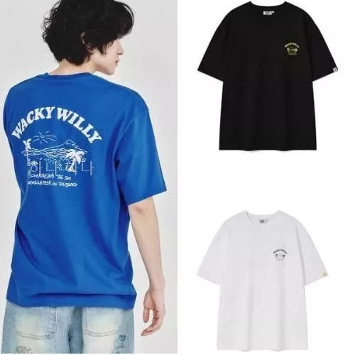 韓國WACKY WILLY海島插畫短T｜日系寬鬆純棉T恤 男女同款渡假風情侶穿搭上衣