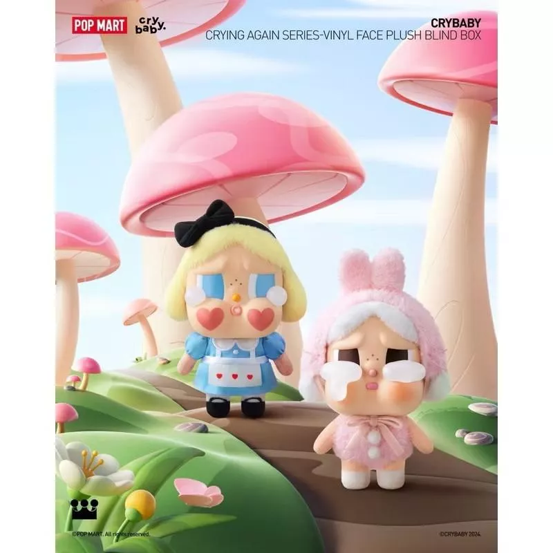 韓國POP MART CRYBABY眼淚工廠搪膠臉毛絨盲盒吊飾哭哭娃娃療癒系列包包掛件