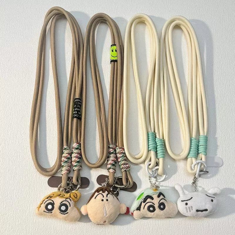 卡通阿呆小新家族手機掛繩編織斜背繩長繩包包背帶公仔掛件防摔通用手機殼掛繩女款可愛百搭