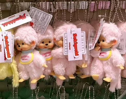 日本 Monchhichi 夢奇奇 粉色吊飾｜療癒絨毛包包掛件