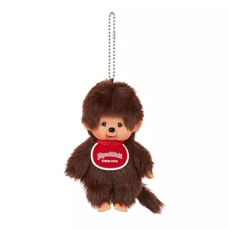 日本 Monchhichi 夢奇奇 咖啡色吊飾（男/女款）｜療癒絨毛包包掛件