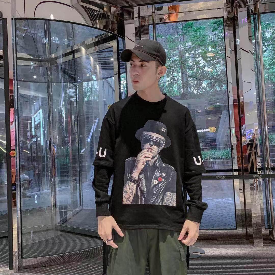 假二件美式人物風格衛衣