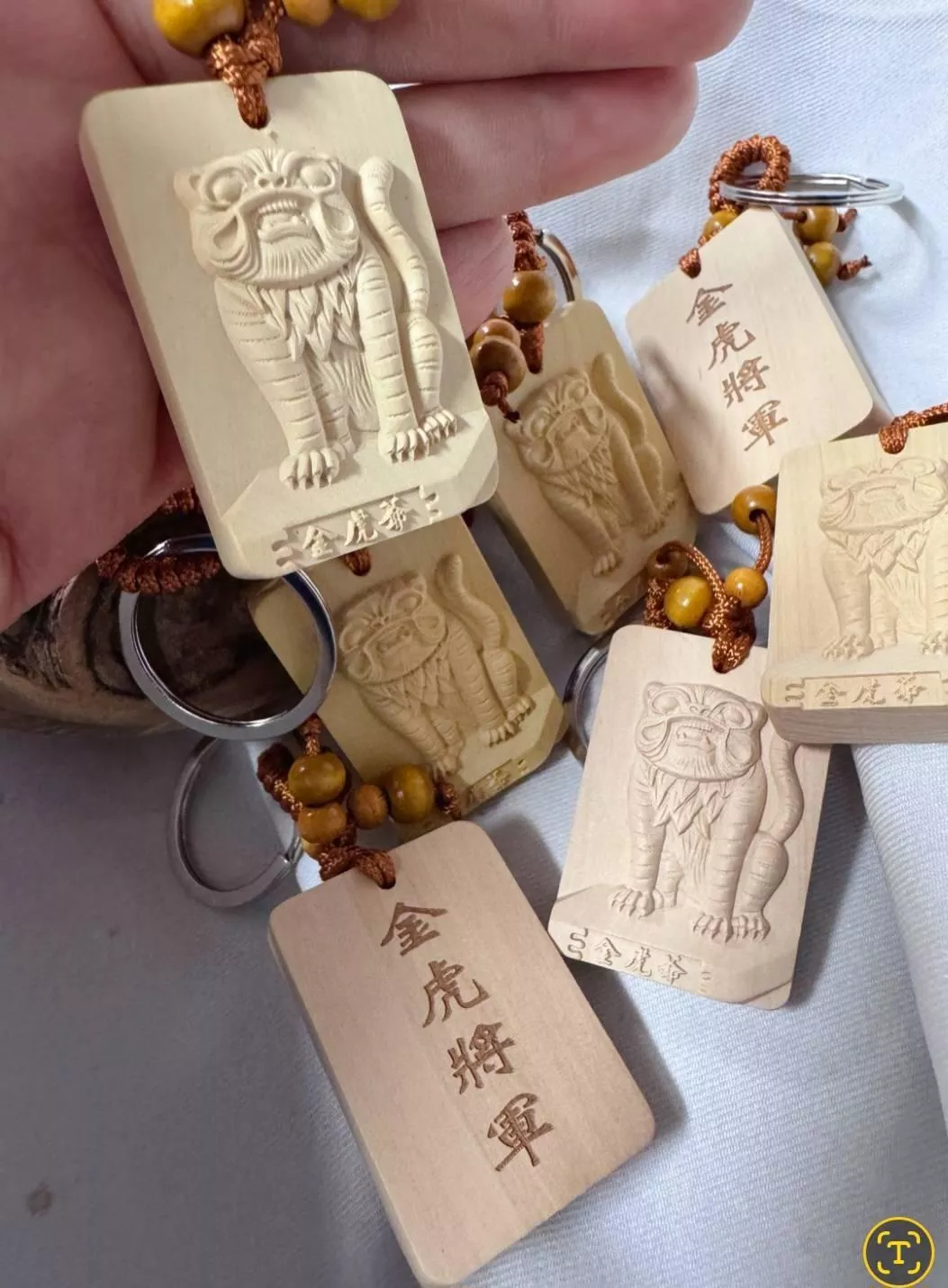 黃楊木金虎爺佛牌鑰匙圈