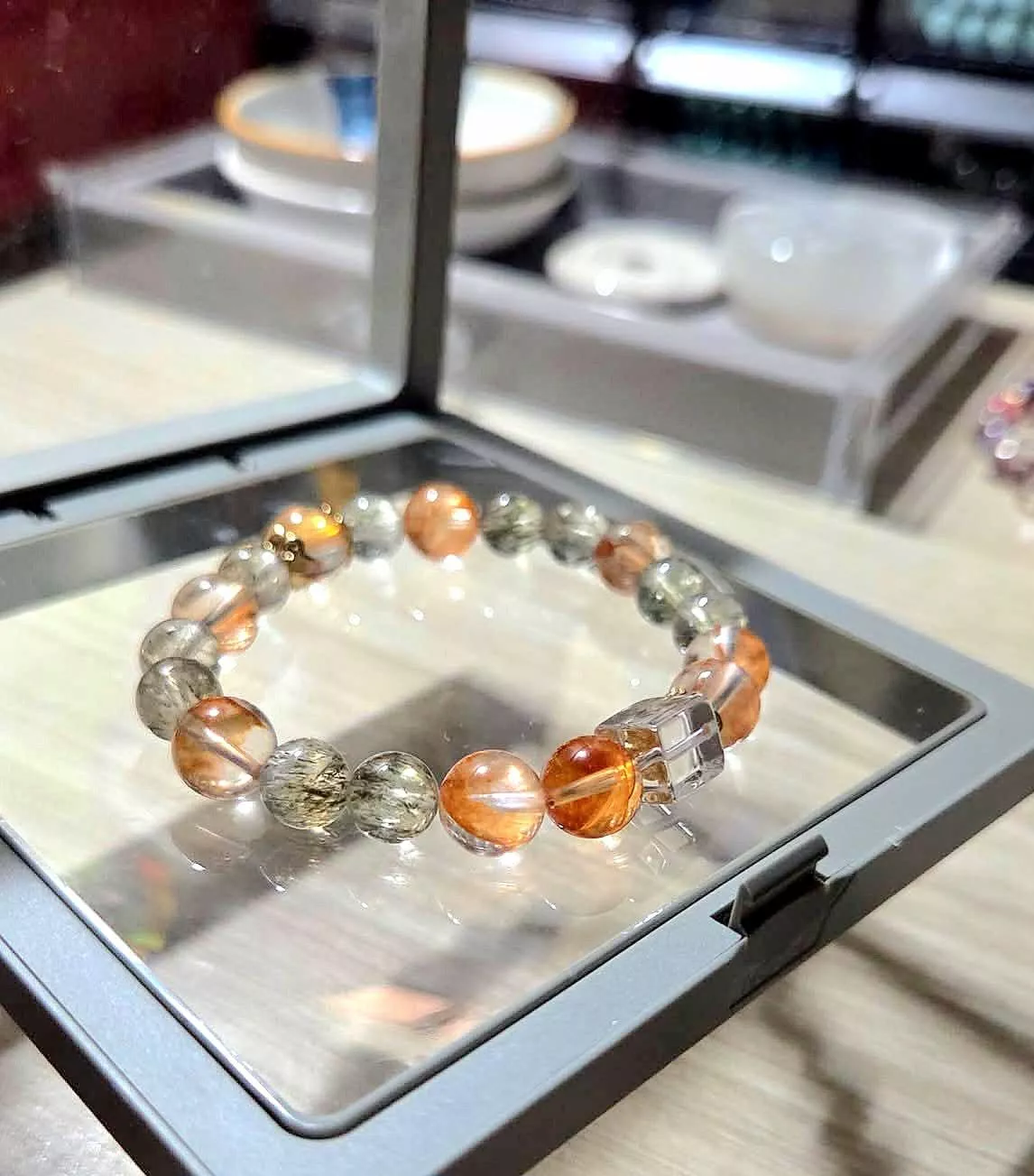 綠碧璽髮 x 膠花水晶