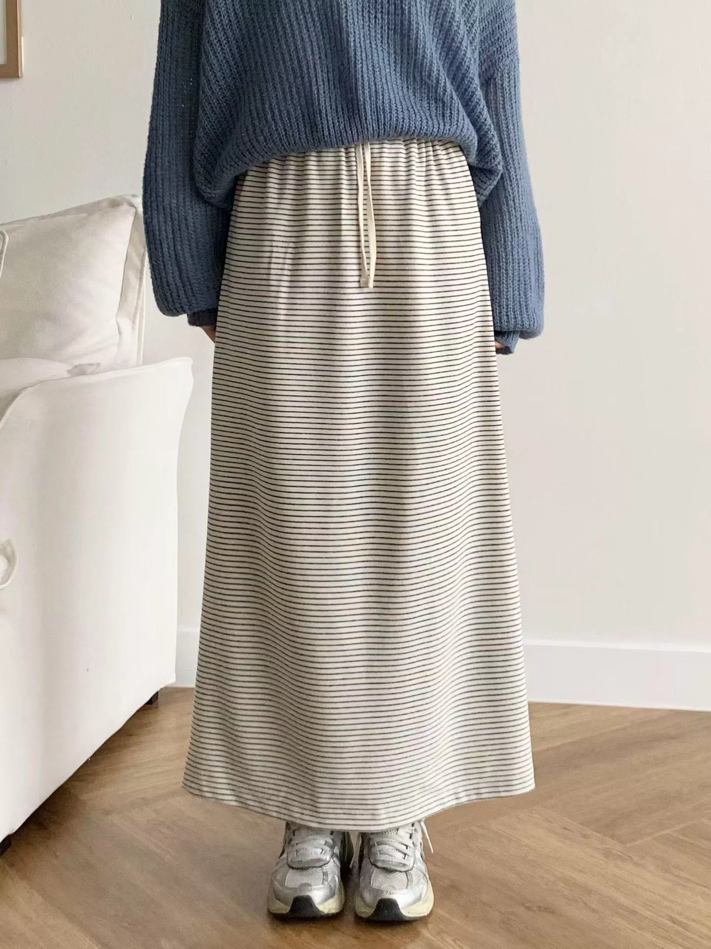 Youlin♡韓國BRANDMARKET_柔條紋長裙