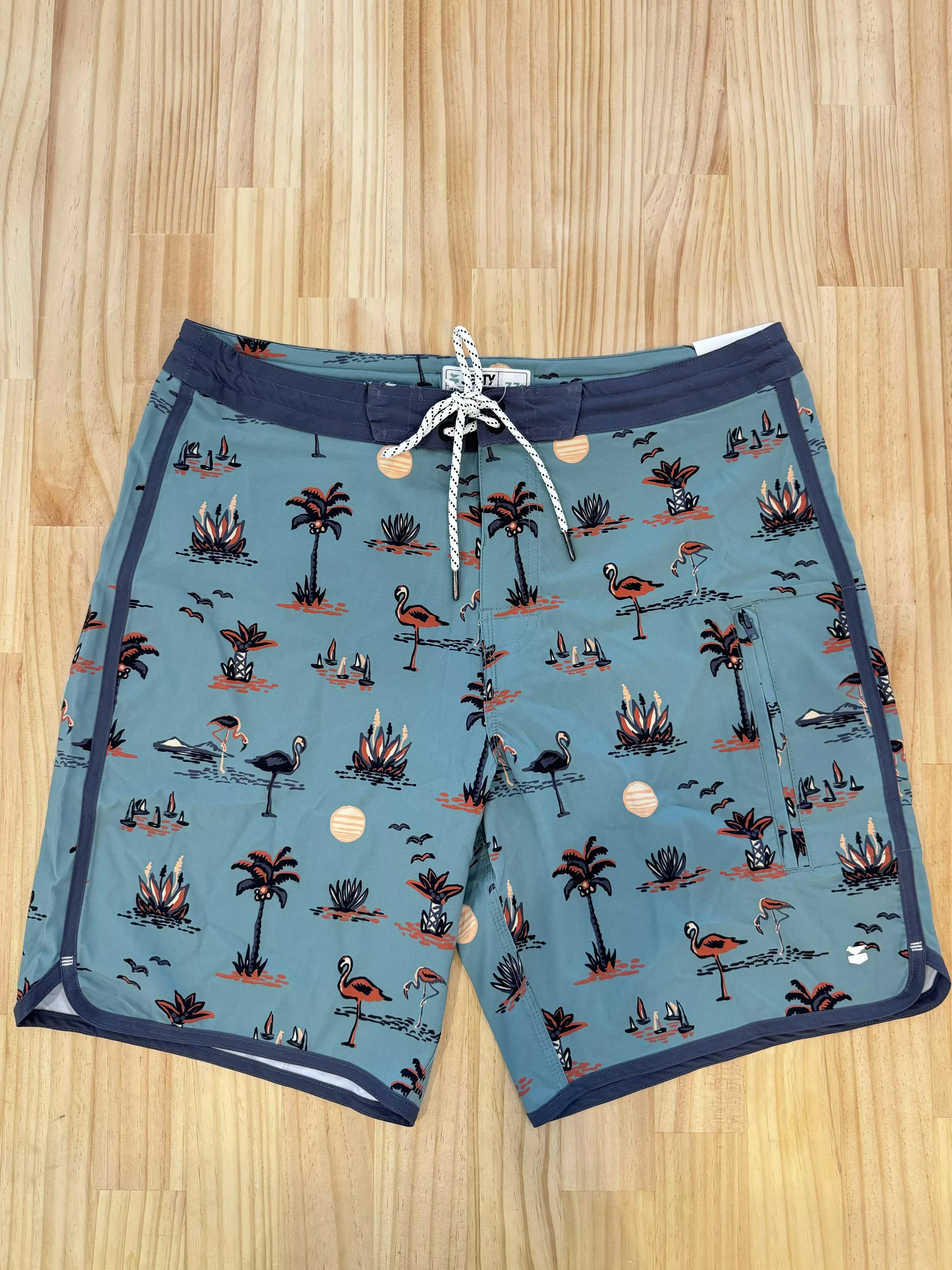 JETTY 衝浪褲 - 綠印花