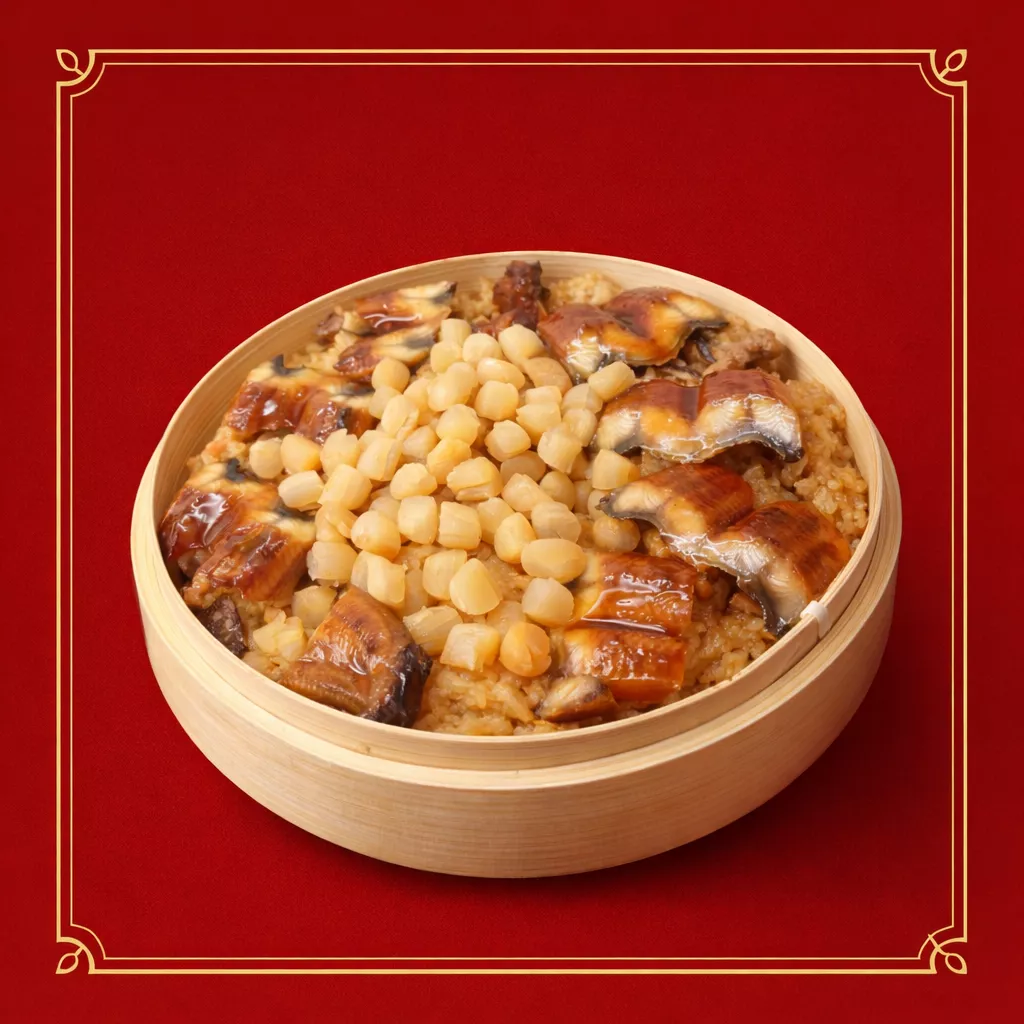 【艾里翁廚房｜2026年菜預購】鰻魚干貝米糕｜竹籠版（有底＋有蓋）