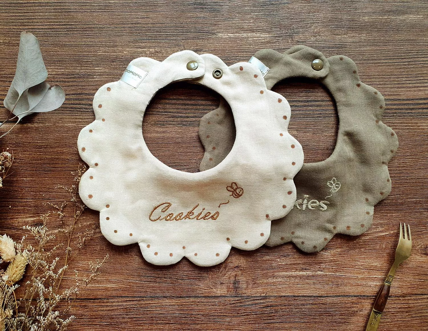 收涎餅乾造型 雙面用 圍兜口水巾 奶嘴鏈 彌月禮盒 客製化