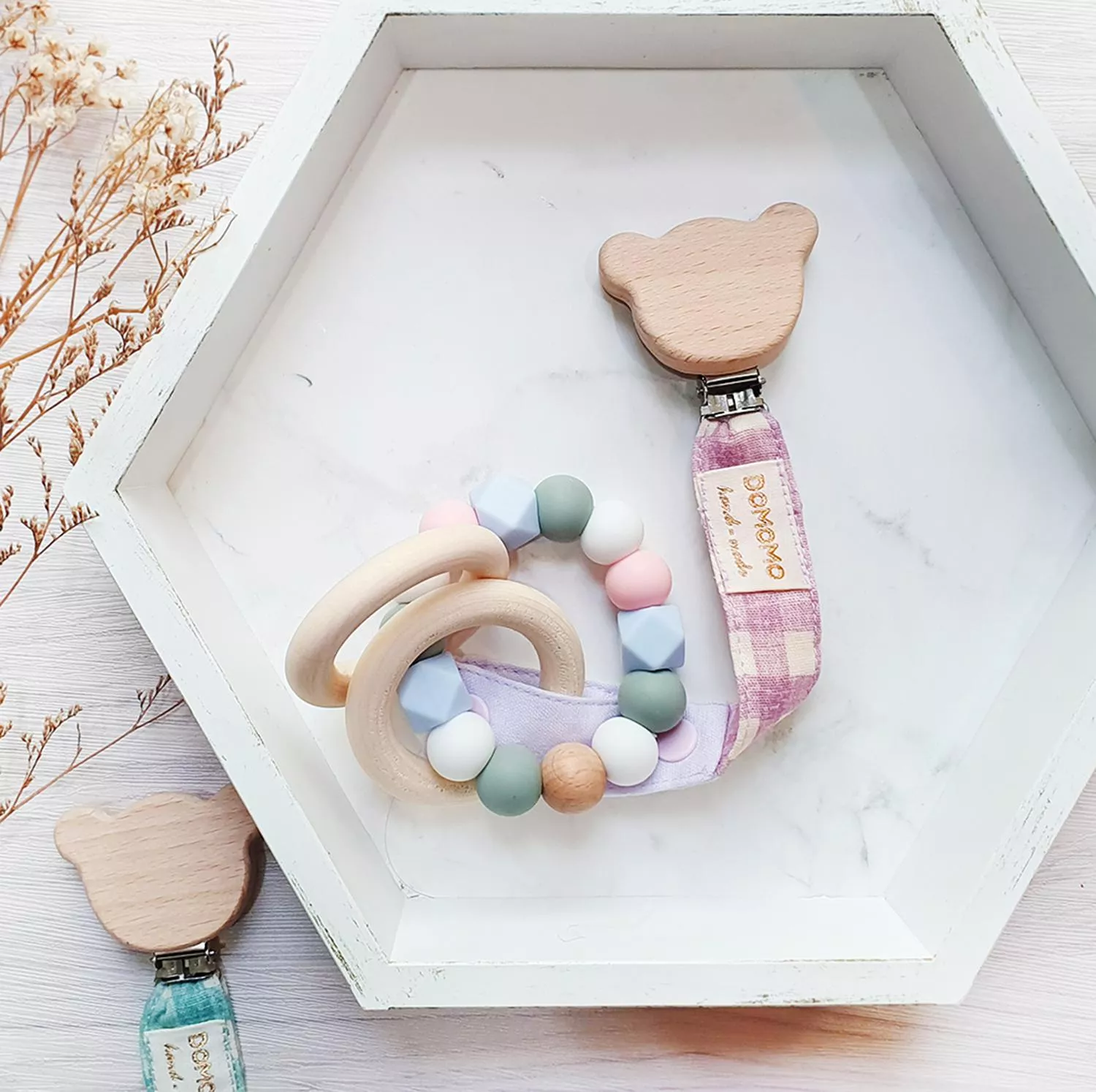 小熊櫸木原木奶嘴鍊 固齒器