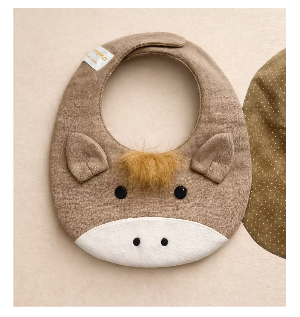 森林小馬造型雙面圍兜口水巾