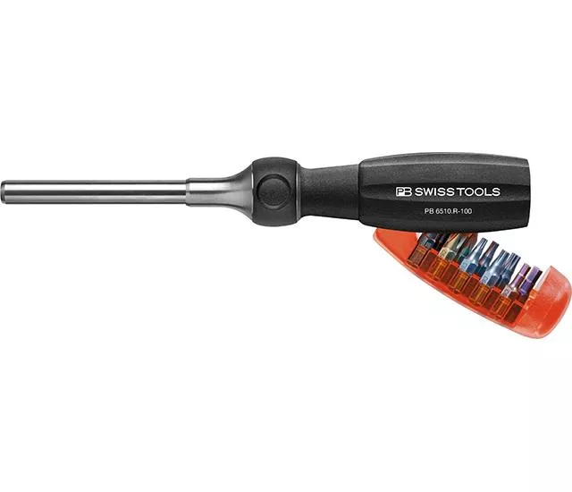PB Swiss Tools 棘輪扳手把柄 內建起子頭匣和10個C6起子頭