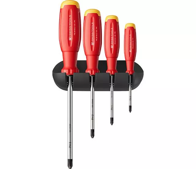 PB Swiss Tools 【盒裝組】螺絲起子套組 4支組｜附壁掛架