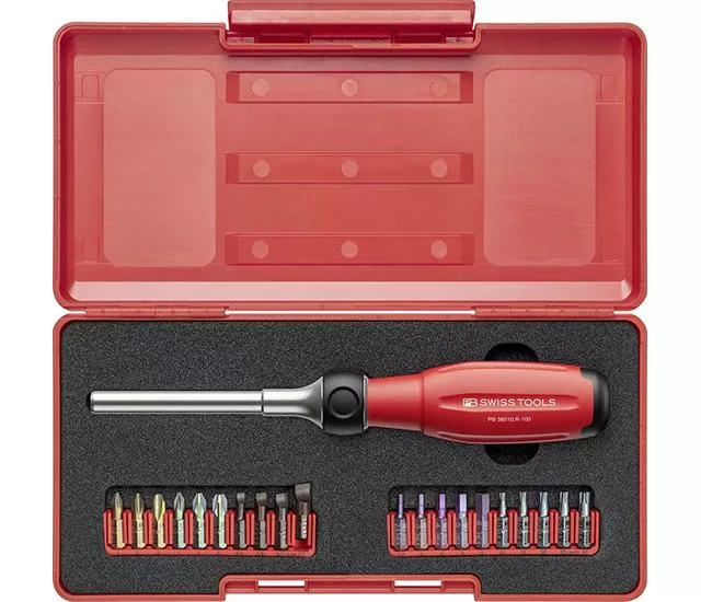 PB 38510 R100  帶棘輪的Twister - 起子頭套筒，實用的工具箱套件