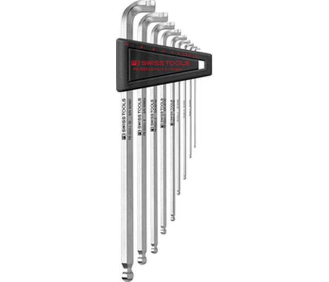 PB 2222 LH 具球頭的 90°–100° 六角板手，套組內含實用塑膠收納座