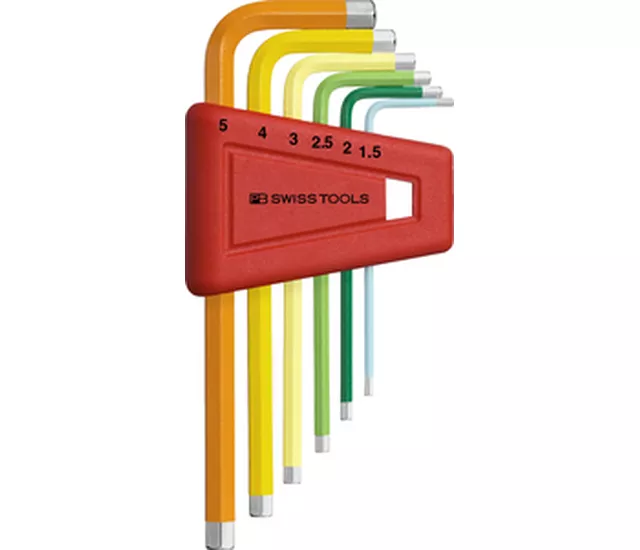 PB 210 H RB RainBow 系列 L 型六角扳手套組，搭配實用塑膠手把收納架