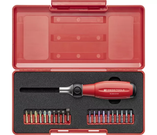 PB 38510 R30 Set Twister - 帶棘輪的起子頭夾持座，配備實用工具盒的套組