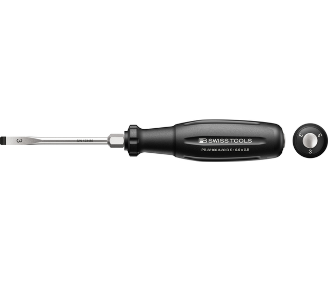 PB 38100 D S SwissGrip 手把 Evo 螺絲起子，具六角形扳手斷面與通透式刀桿