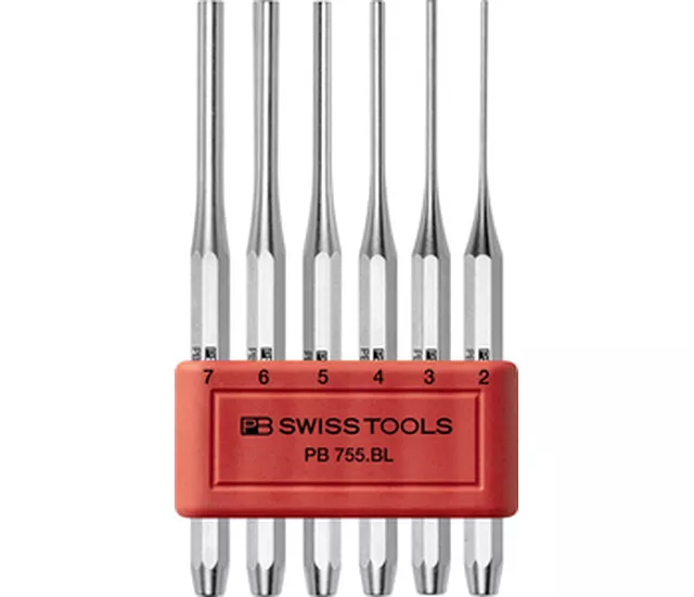 PB 755 BL   八角形針尖衝頭與定位銷衝頭組，附實用塑膠收納座