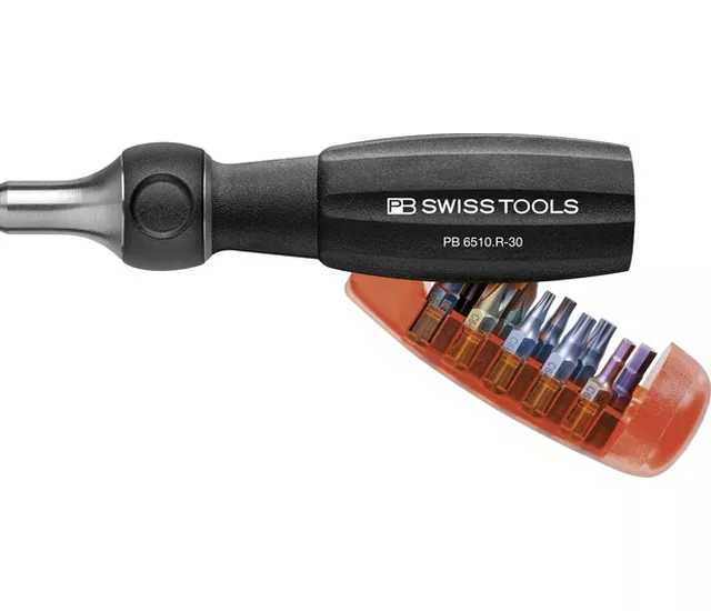 PB 6510 R-30 Insider Pro 棘輪螺絲起子 – 棘輪手把，內建起子頭收納空間，搭配 10 支 Precision 起子頭 C6